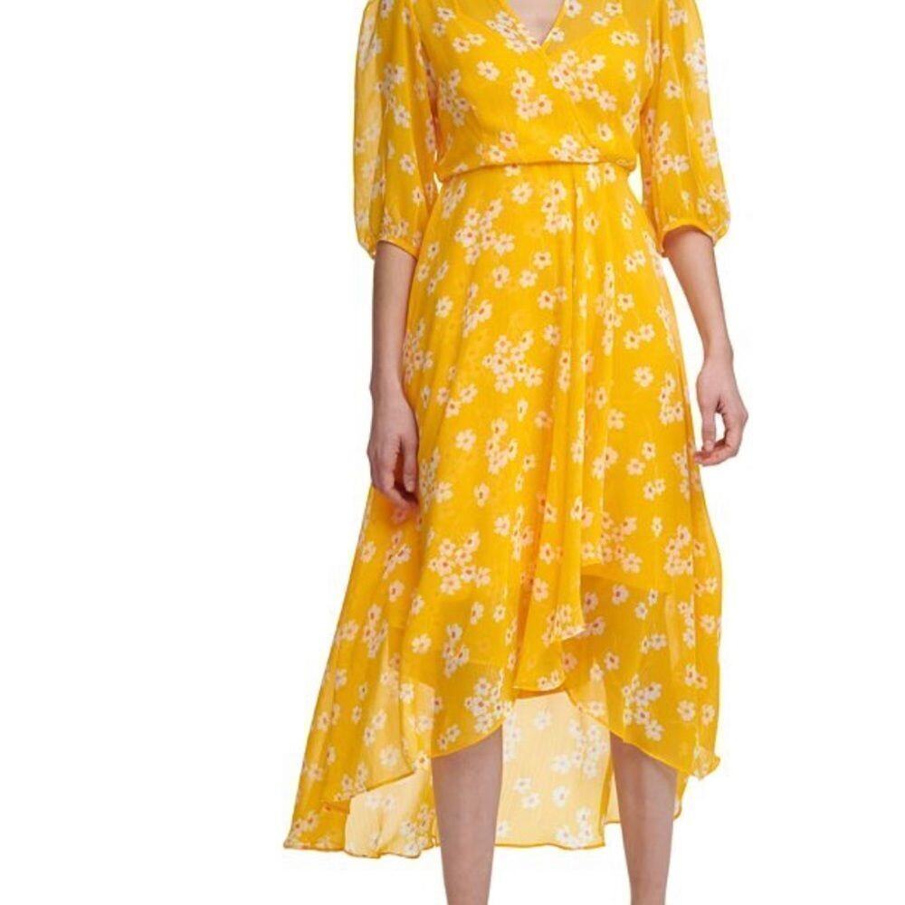 CALVIN KLEIN CHIFFON BLOOM SLEEVE MAXI DRESS SIZE 18W/18F/18